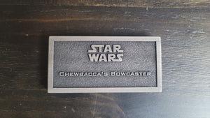 star wars Chewbacca's bowcaster name plate